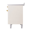 ILVE 48-Inch Nostalgie II Induction Range with Solid Door Oven in Antique White with Brass Trim (UPI486QNMPAWG)