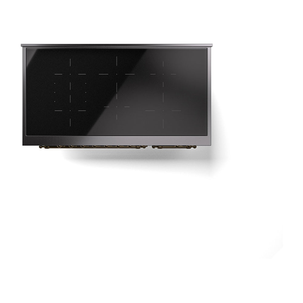 ILVE induction glass cooktop panel in dark blue grey with burner control markings