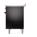 ILVE 48-Inch Nostalgie II Induction Range with Solid Door Oven in Glossy Black with Bronze Trim (UPI486QNMPBKB)