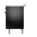 ILVE 48-Inch Nostalgie II Induction Range with Solid Door Oven in Glossy Black with Copper Trim (UPI486QNMPBKP)