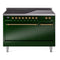 ILVE 48-Inch Nostalgie II Induction Range with Solid Door Oven in Emerald Green with Brass Trim (UPI486QNMPEGG)