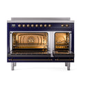 ILVE 48-Inch Nostalgie II Induction Range with Solid Door Oven in Midnight Blue with Bronze Trim (UPI486QNMPMBB)