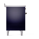 ILVE 48-Inch Nostalgie II Induction Range with Solid Door Oven in Midnight Blue with Bronze Trim (UPI486QNMPMBB)