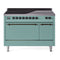 ILVE 48-Inch Nostalgie II Induction Range with Solid Door Oven in Mediterranean Mint with Burnished Bronze Trim (UPI486QNMPMMB)
