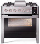 ILVE Panoramagic 36-Inch Freestanding Natural Gas Dual Fuel Range in Stainless Steel (UPM09DFS3SS)