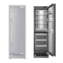 Panel-ready refrigerator column with door open, showing interior shelves and drawers