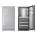 Panel-ready refrigerator open door with shelves and access panel ready