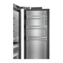 Panel-ready refrigerator interior with adjustable shelves and drawer compartments