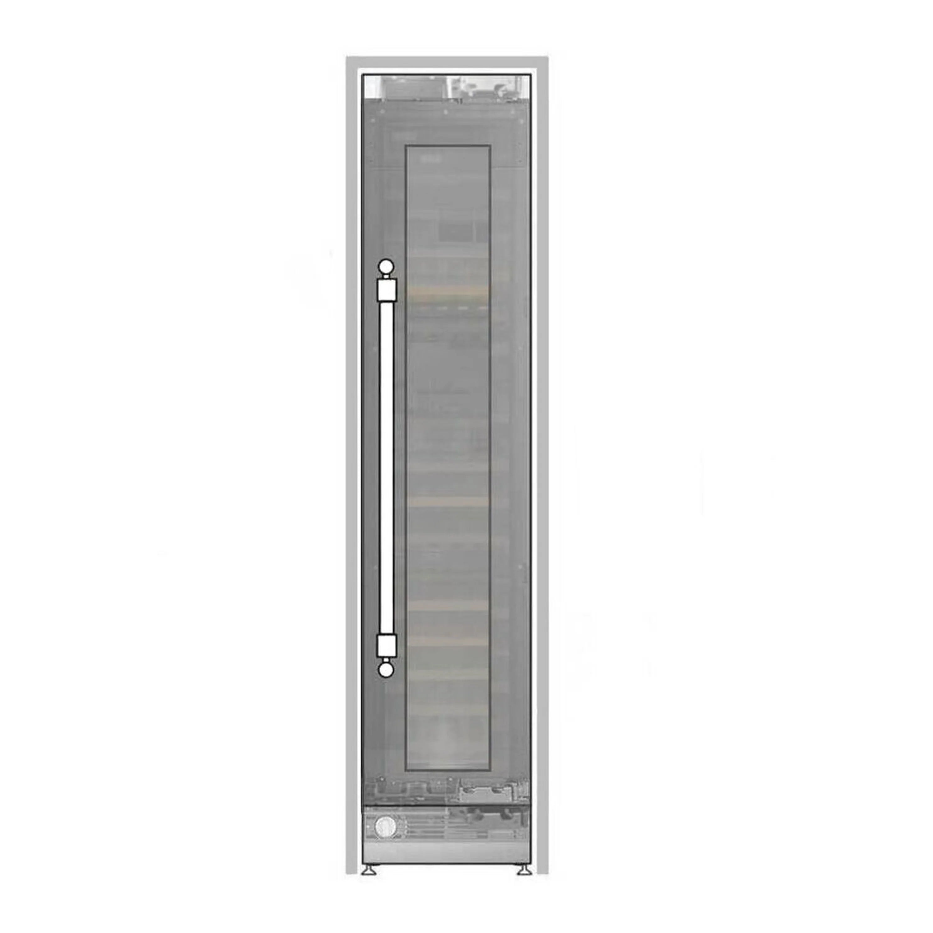 18-inch column wine cooler with stainless steel frame and glass door