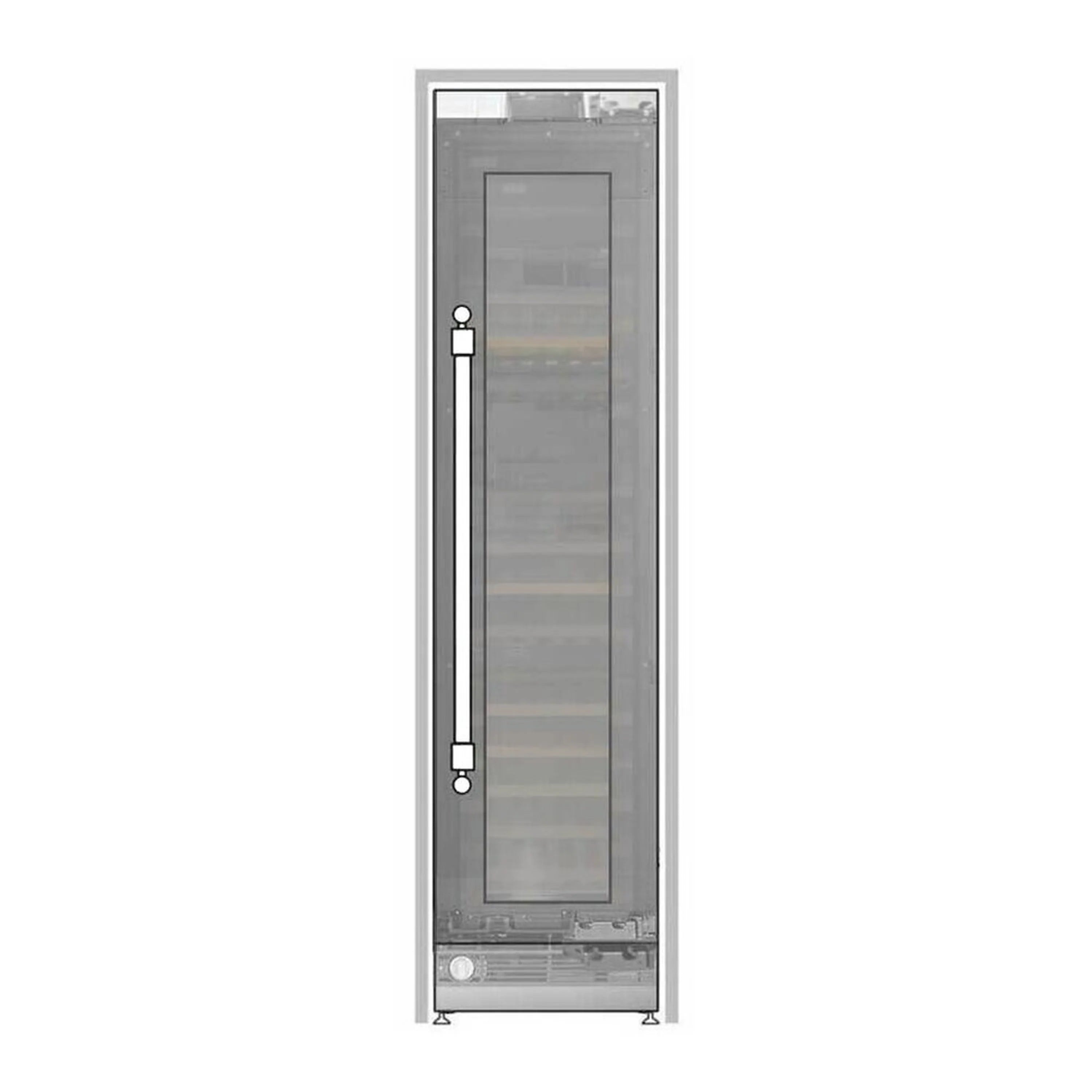 24-inch column wine cooler with glass door, stainless steel frame, vertical handle