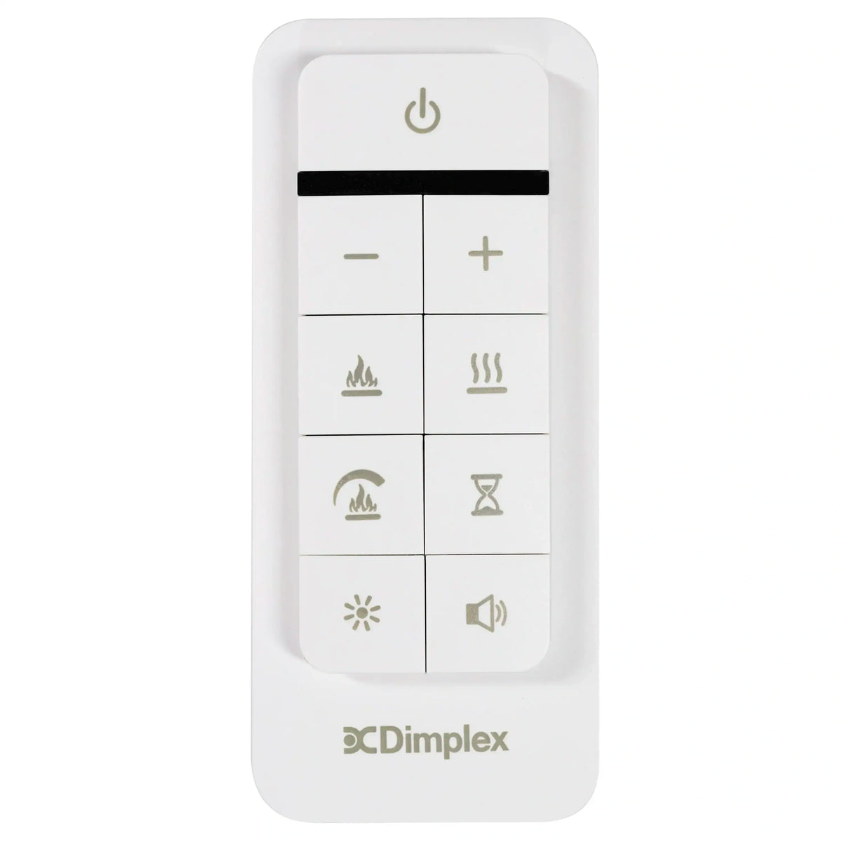 White Dimplex remote control with power and mode buttons