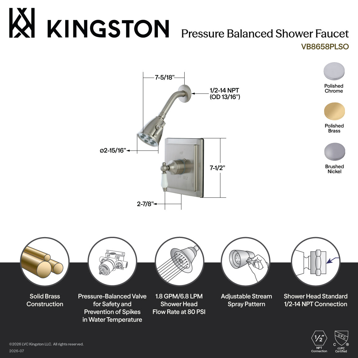 Victorian Single-Handle Pressure Balanced Shower Faucet in Polished Chrome