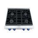 Vezeni 30-Inch Randolph Rangetop in Stainless Steel with Blue Knob (VCN3005-PRO-BL)