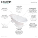 Kingston Brass Aqua Eden 72" Cast Iron Oval Double Ended Pedestal Tub (7" Faucet Drillings), White (VCT7D723224)