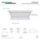 Kingston Brass Aqua Eden 72" Cast Iron Oval Double Ended Pedestal Tub (No Faucet Drillings), White (VCTND723224)
