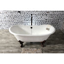 Kingston Brass Aqua Eden 67" Cast Iron Oval Double Slipper Clawfoot Tub (No Faucet Drillings), White/Oil Rubbed Bronze (VCTNDS6731NL5)
