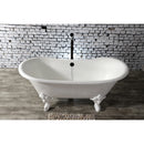Kingston Brass Aqua Eden 67" Cast Iron Oval Double Slipper Clawfoot Tub (No Faucet Drillings), White (VCTNDS6731NLW)