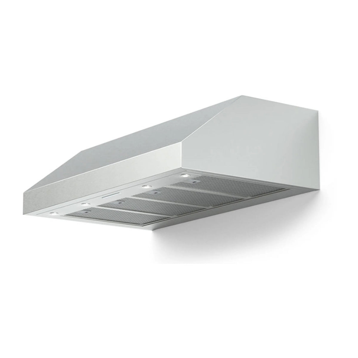 Stainless steel under-cabinet range hood with mesh filters and low-profile design