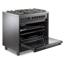 Verona Ultima 36-Inch Dual Fuel Range with 5 Sealed Burners in Matte Black (VMFSGE365EE)