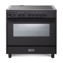 Verona 2-Piece Appliance Package - 36-Inch Induction Range with 5 Element Burners and Wall Mount Range Hood in Black