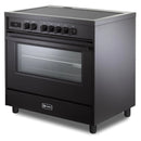 Verona 2-Piece Appliance Package - 36-Inch Induction Range with 5 Element Burners and Wall Mount Range Hood in Black