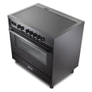Verona 2-Piece Appliance Package - 36-Inch Induction Range with 5 Element Burners and Wall Mount Range Hood in Black