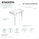 Kingston Brass Imperial 36" Ceramic Console Sink and Legs (8-Inch, 3-Hole), White (VPB1368)