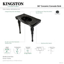 Kingston Brass Imperial 36" Ceramic Console Sink and Legs (8-Inch, 3-Hole), Black (VPB1368K)