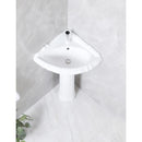 Kingston Brass Venus 27" Ceramic Corner Pedestal Sink (Single Hole), Glossy White (VPB2710)