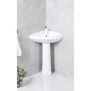 Kingston Brass Venus 27" Ceramic Corner Pedestal Sink (Single Hole), Glossy White (VPB2710)