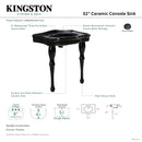Kingston Brass Imperial 32" Ceramic Console Sink with Ceramic Legs (8-Inch, 3-Hole), Black (VPB5328K)