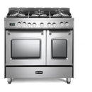 Verona 2-Piece Appliance Package - 36-Inch Dual Fuel Range with Double Oven and Wall Mount Range Hood in Stainless Steel
