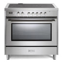 Verona 2-Piece Appliance Package - 36-Inch Electric Range with 5 Radiant Burners and Wall Mount Range Hood in Stainless Steel