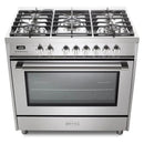 Verona Prima 36-Inch Dual Fuel Range with 5 Sealed Burners in Stainless Steel (VPRFSGE365SS)