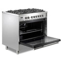 Verona 2-Piece Appliance Package - 36-Inch Dual Fuel Range with 5 Sealed Burners and Wall Mount Range Hood in Stainless Steel