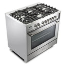 Verona 2-Piece Appliance Package - 36-Inch Dual Fuel Range with 5 Sealed Burners and Under Cabinet Range Hood in Stainless Steel
