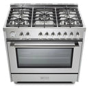 Verona 2-Piece Appliance Package - 36-Inch Gas Range with 5 Sealed Burners and Under Cabinet Range Hood in Stainless Steel