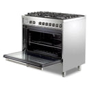 Verona 2-Piece Appliance Package - 36-Inch Gas Range with 5 Sealed Burners and Wall Mount Range Hood in Stainless Steel