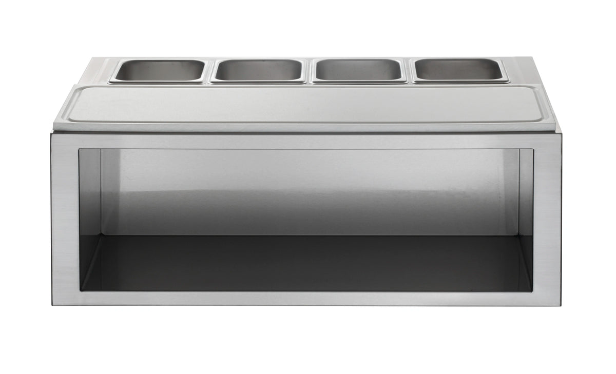 30-inch vintage plating and garnish center with stainless base and top food wells