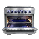 Vezeni 36-Inch Randolph Gas Range in Stainless Steel with Blue Knob (VRN3601-PRO-BL)