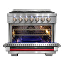 Vezeni 36-Inch Randolph Gas Range in Stainless Steel with Silver Knob (VRN3601-PRO-SV)