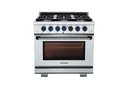 Vezeni 36-Inch Randolph Gas Range in Stainless Steel with Blue Accents (VRN3601-BL)