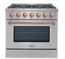 Vezeni 36-Inch Reminiscia Gas Range in Stainless Steel with Rose Gold Accents (VRN3607-CG)