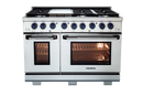 Vezeni 48-Inch Randolph Gas Range in Stainless Steel with Blue Accents (VRN4802-BL)