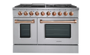 Vezeni 48-Inch Reminiscia Gas Range in Stainless Steel with Rose Gold Accents (VRN4808-CG)