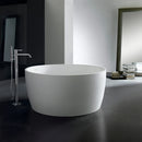 Kingston Brass 51" Solid Surface Round Double Ended Freestanding Tub with Drain, Matte White (VRTRS515124)