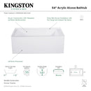 Kingston Brass Aqua Eden 54" Acrylic Rectangular 3-Wall Alcove Tub, Left Hand Drain, Glossy White (VTAP543022L)