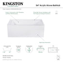 Kingston Brass Aqua Eden 54" Acrylic Rectangular 3-Wall Alcove Tub, Right Hand Drain, Glossy White (VTAP543022R)