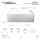Kingston Brass Aqua Eden 60" Acrylic Rectangular 3-Wall Alcove Tub with Anti Skid and Right Hand Drain Hole, Glossy White (VTAP603216R)