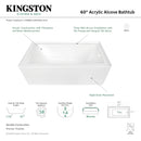 Kingston Brass Aqua Eden 60" Acrylic Rectangular 3-Wall Alcove Tub, Right Hand Drain, Glossy White (VTDE603122R)